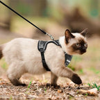 Cat Harness, Cat Harness and Leash for Walking, Adjusted in Four Directions and Breathable Cat Harness for anti Escape That Can Be Fitted and Positioned, Reflective Strips Harness, Black
