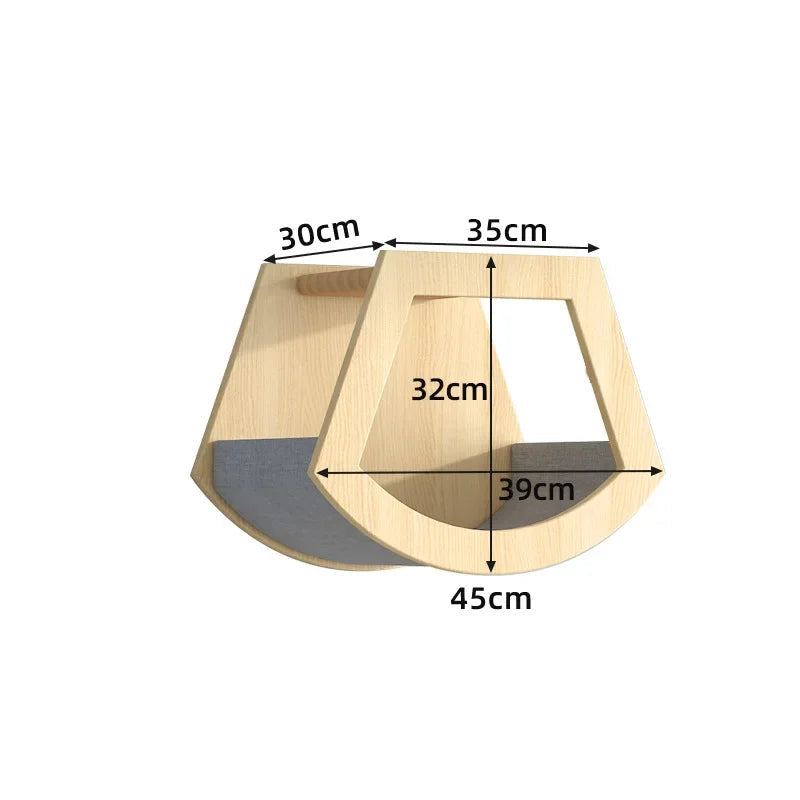 Wooden Cat House Climbing Shelf Wall Mounted Kitten Villa Floating Shelves for Sleeping and Resting Pet Wall Furniture