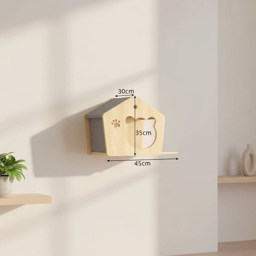 Wooden Cat House Climbing Shelf Wall Mounted Kitten Villa Floating Shelves for Sleeping and Resting Pet Wall Furniture
