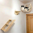 Wall-Mounted Cat Hammock Cat Tree Tower Scratching Post Star-Shaped Steps Ladder Kitten Hiding House Indoor Cats Playground