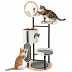 66-Inch Cat Tree with Scratching Post Multi-Level Cat Furniture with Dangling Ball Platform Hammock for Indoor Large Cats