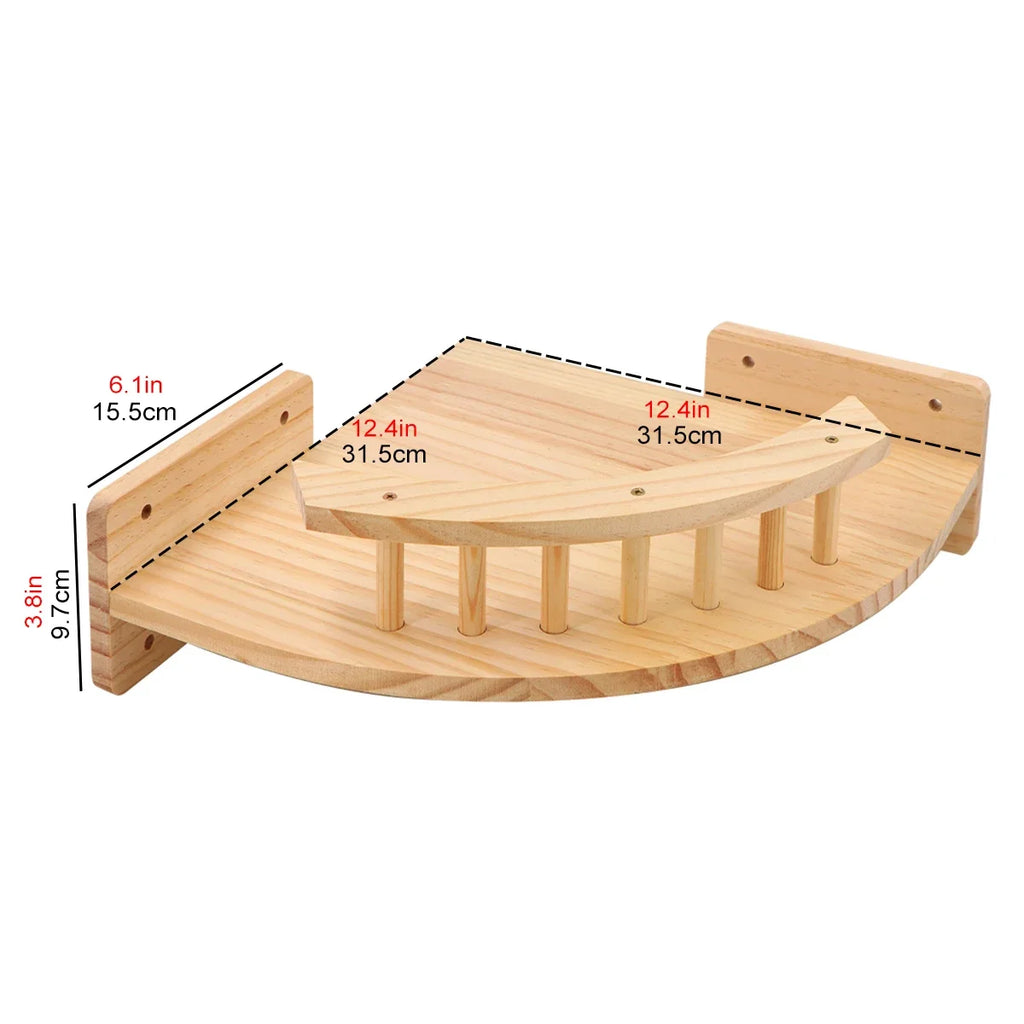Wall-Mounted Cat Hammock Wooden Cat Tree Tower Jumping Platform Hammock Scratching Post Stairs Perches Shelves Cats Furniture