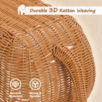 Elephant Cat Condo with Thick Plush Cushion Cute Handwoven Wicker Kitten House for Indoor Cats Natural Rattan Pet Beds Cat Nest