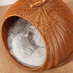 Rattan Hanging Cat Bed Soft Cushioned Cat Hammock Breathable Detachable Cats Beds Home Decor Swing Nest for Cats Small Dog
