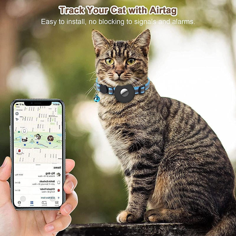 Pet Airtag Collar Nylon Ripstop Adjustable 22–35Cm Reflective Breakaway Waterproof Cat Dog Tracking Collar Lightweight | Koossa