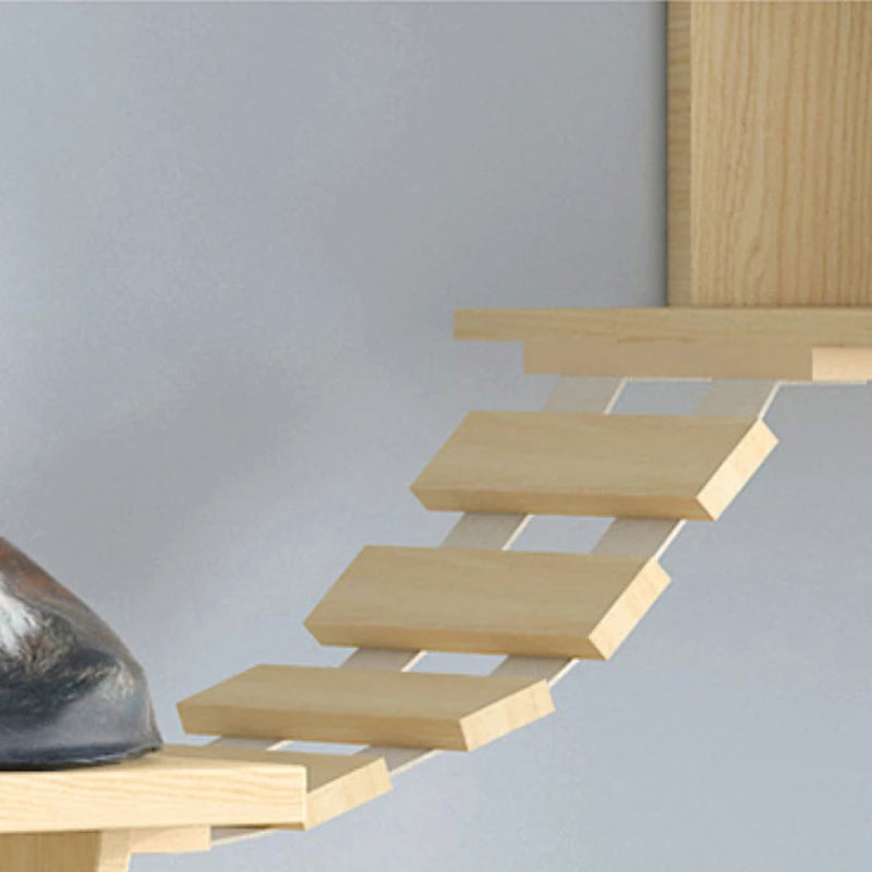 Wooden Cat House Climbing Shelf Wall Mounted Kitten Villa Floating Shelves for Sleeping and Resting Pet Wall Furniture