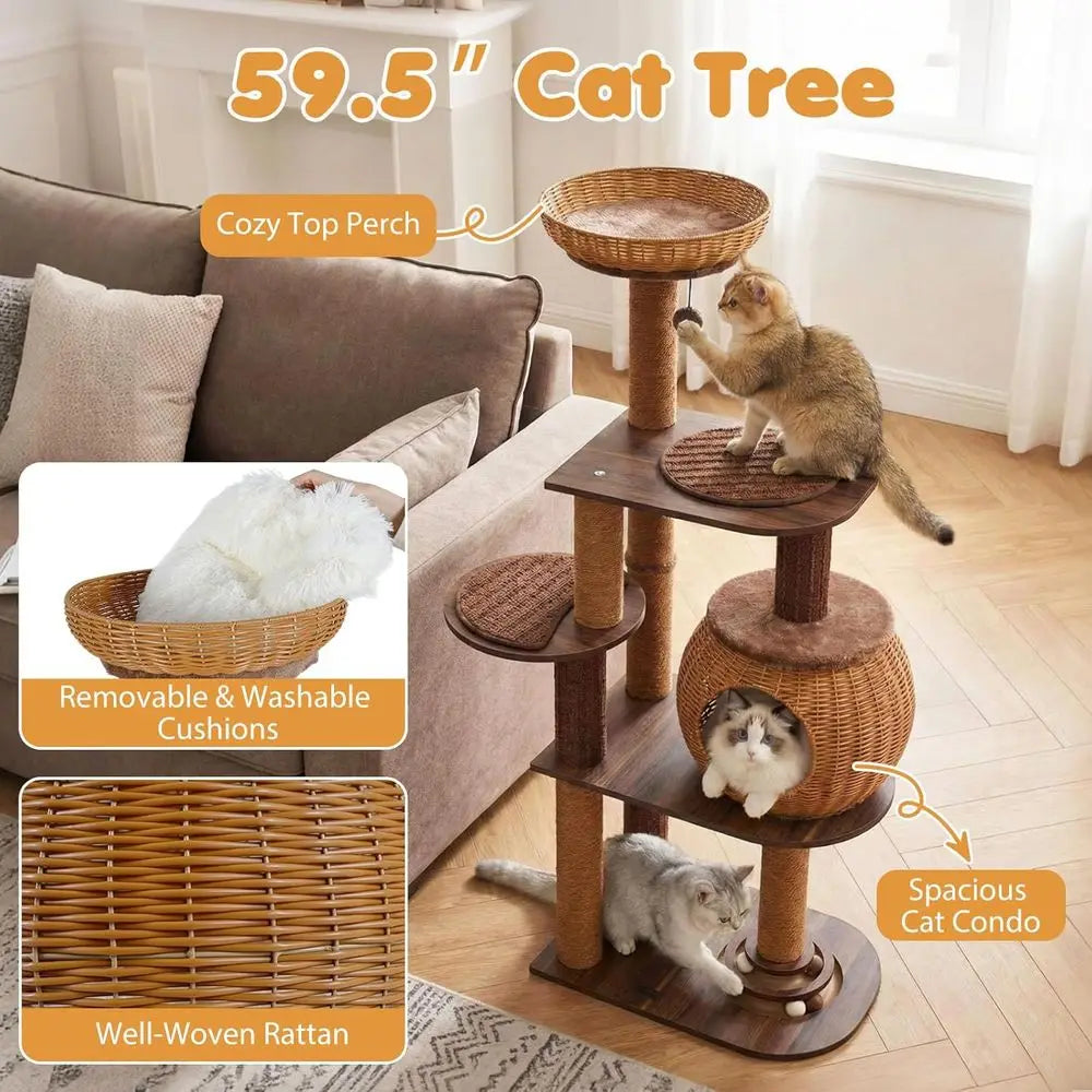 The Architectural Rattan Feline Tower