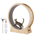 Wooden Cat Exercise Wheel, 52' Large Cat Treadmill Wheel for Indoor Cats, Cat Running Wheel with Detachable Carpet & Cat Teaser for Running/Walking/Training, Suitable for Most Cats