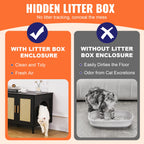 Cat Litter Box Enclosure for 2 Cats, Litter Box Furniture Hidden with Rattan Decorated Doors, Wooden Cat Box Cabinet Fit Most of Litter Box, 47.2L X 19.7W X 21.7H, Black