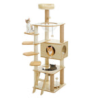 Multi-Level Cat Tree for Indoor Wood Cat Tower with Scratching Posts Spacious Condo Hammock Top Perch Cat Scratcher Cat Toys