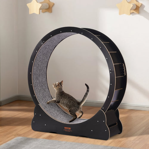Cat Exercise Wheel 43.3' Large Cat Treadmill Wheel for Indoor Cats Black