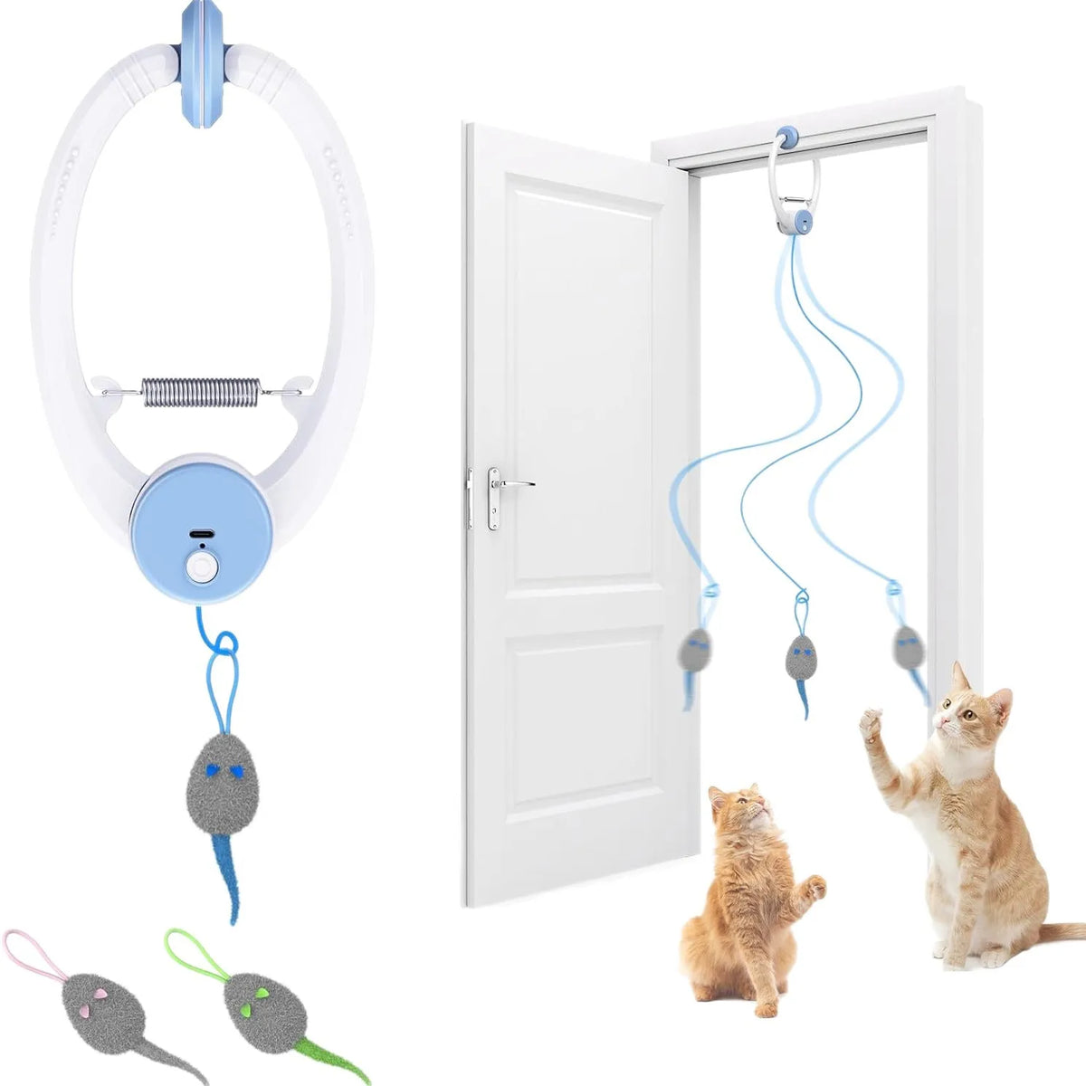 Cat Toys Swing Sticky Disc Elastic Hanging Door Teasing Cat Rope Long Rope Teasing Cat Cat Toy Cat Accessories Pet Kitten Toy