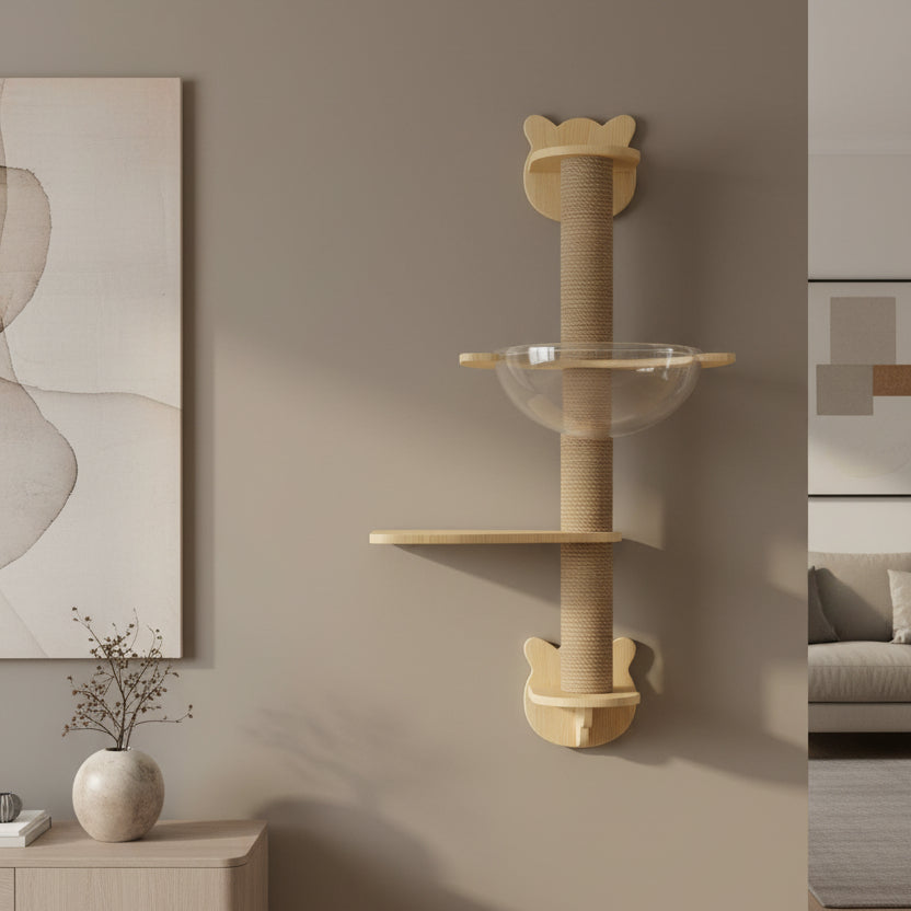 Wooden Cat House Climbing Shelf Wall Mounted Kitten Villa Floating Shelves for Sleeping and Resting Pet Wall Furniture