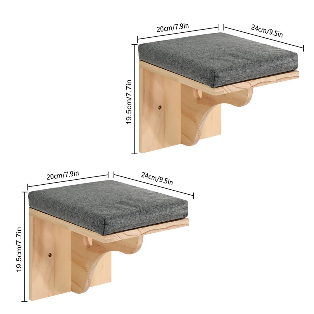 Wall Mounted Cat Shelf Bed with Soft Cushion Cat Hammock Perch Indoor Cat Furniture for Kittens & Adult Cats Climbing Sleeping