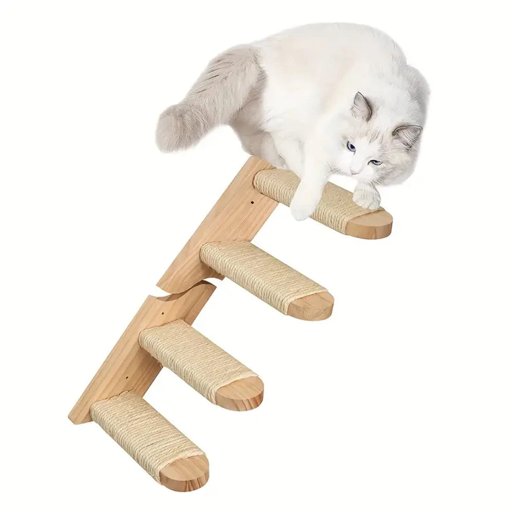 Wall-Mounted Cat Climbing Frame 50Cm Cat Climbing Ladder Hammock Activity Sisal Cat Grab Post Cat Pedal Indoor Cat House