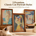 3 Pack Cardboard Cat Wall Scratcher Board, Art Wall Cat Scratcher with No-Drill Adhesive Strips, Water-Based Ink, Furniture Protector for Indoor Cats