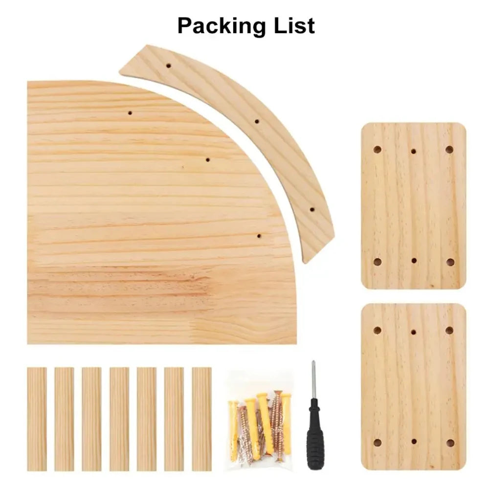 1 Piece Cat Wall Mounted Shelf Furniture Wooden Cat Bed and Scratcher Post with Climbing Ladder Steps for Kitten Play and Rest