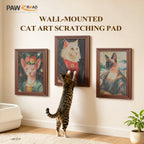 3 Pack Cardboard Cat Wall Scratcher Board, Art Wall Cat Scratcher with No-Drill Adhesive Strips, Water-Based Ink, Furniture Protector for Indoor Cats