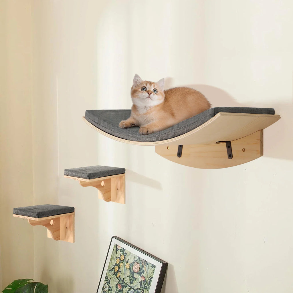 Wall Mounted Cat Shelf Bed with Soft Cushion Cat Hammock Perch Indoor Cat Furniture for Kittens & Adult Cats Climbing Sleeping