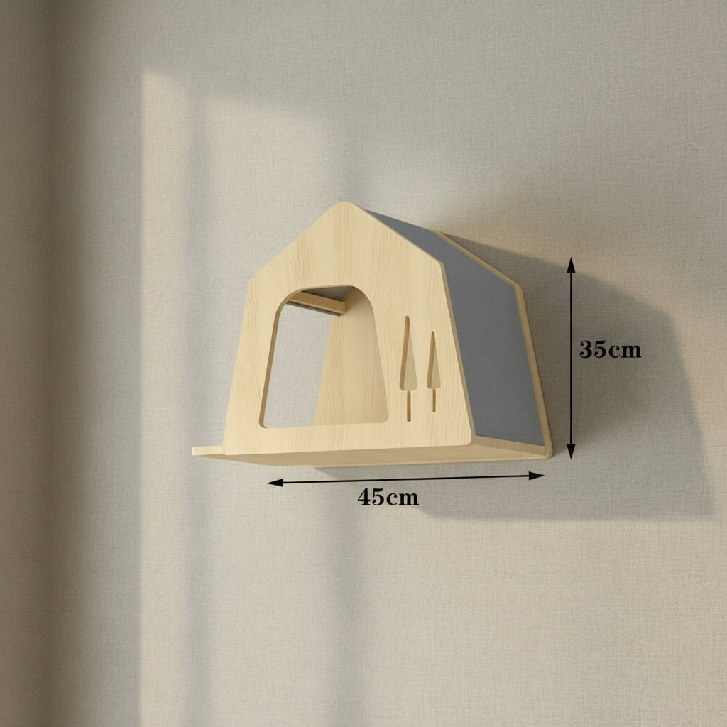 Wooden Cat House Climbing Shelf Wall Mounted Kitten Villa Floating Shelves for Sleeping and Resting Pet Wall Furniture