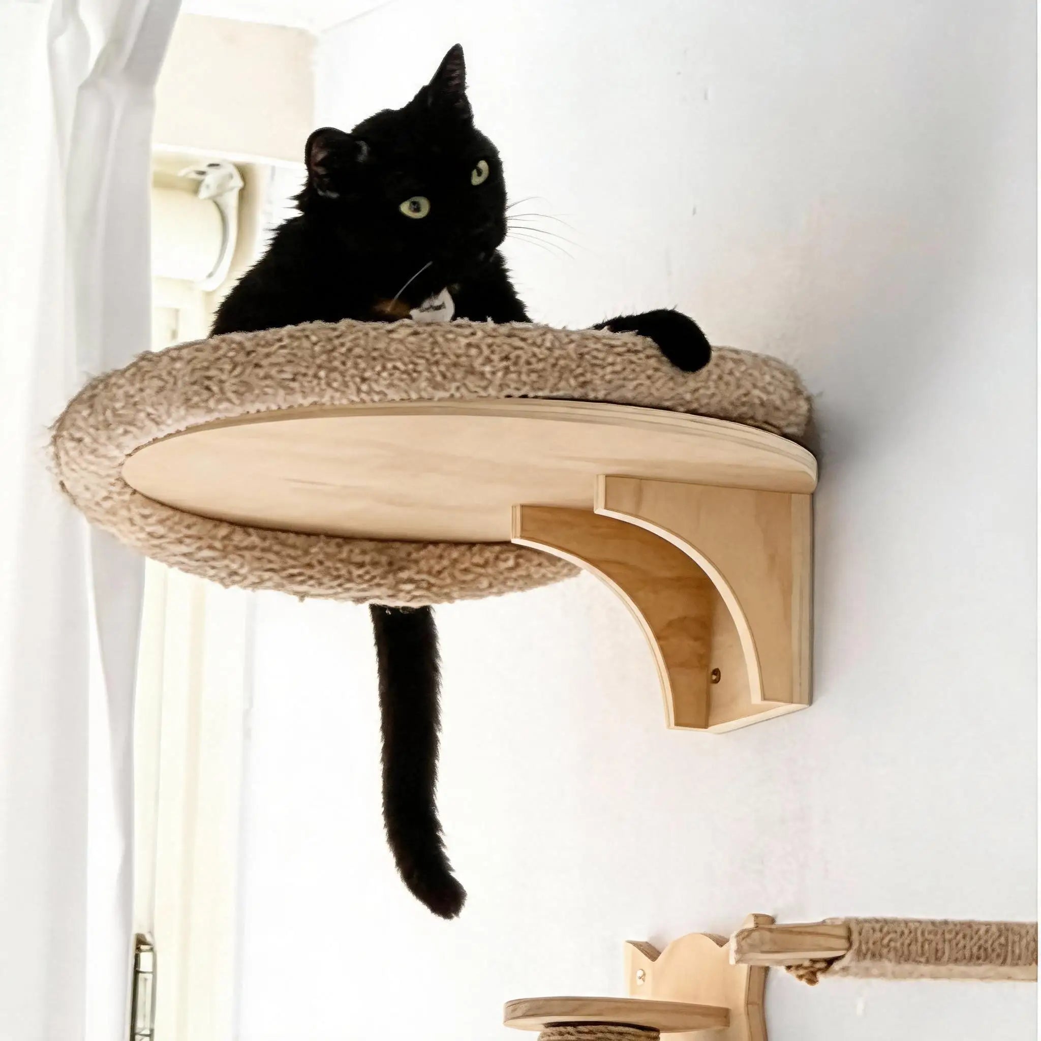 Wall-Mounted Cat Hammock Cat Tree Tower Scratching Post Star-Shaped Steps Ladder Kitten Hiding House Indoor Cats Playground