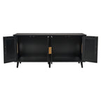Cat Litter Box Enclosure for 2 Cats, Litter Box Furniture Hidden with Rattan Decorated Doors, Wooden Cat Box Cabinet Fit Most of Litter Box, 47.2L X 19.7W X 21.7H, Black