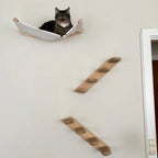 Wall-Mounted Cat Hammock Cat Tree Tower Scratching Post Star-Shaped Steps Ladder Kitten Hiding House Indoor Cats Playground