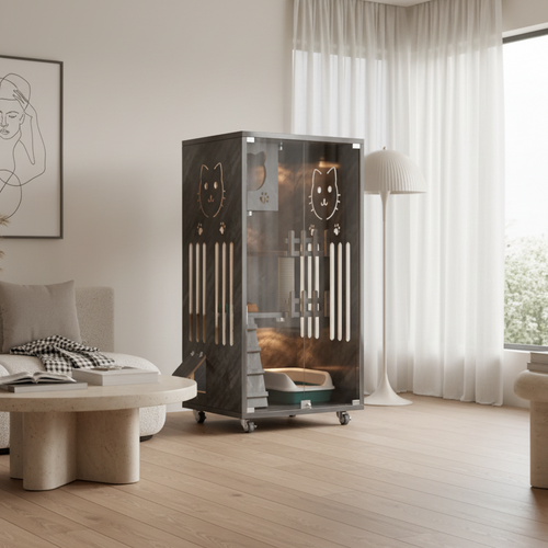 Cat Enclosure Cabinet in Luxury Home