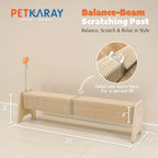 Horizontal Scratching Post, 30" Sisal Cat Scratch Pad, Large Cat Scratcher with Spring Toy, Protect Furniture for Indoor Kitten