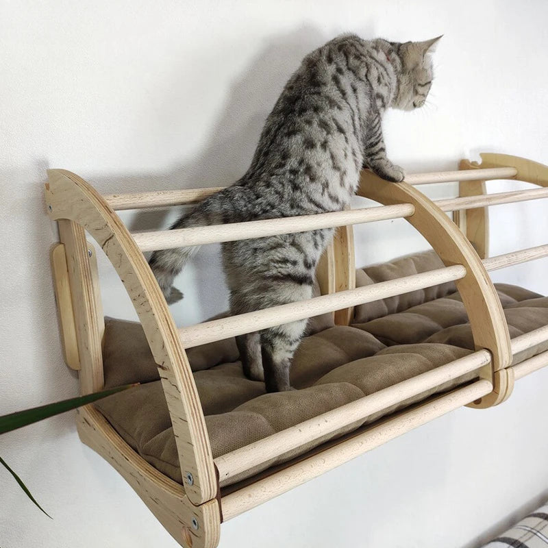 Wall Hanging Wood Hang on the Wall Cat House Mat Beds Cat Tree House Cat Climbing Frame All-Season Pet Furniture Pet Supplies