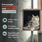 Stylish Wooden Cat Tower & Scratching Post - 60 Decor-Friendly, 48 Tall Post, 3-Level Condo for Multi-Cat Comfort