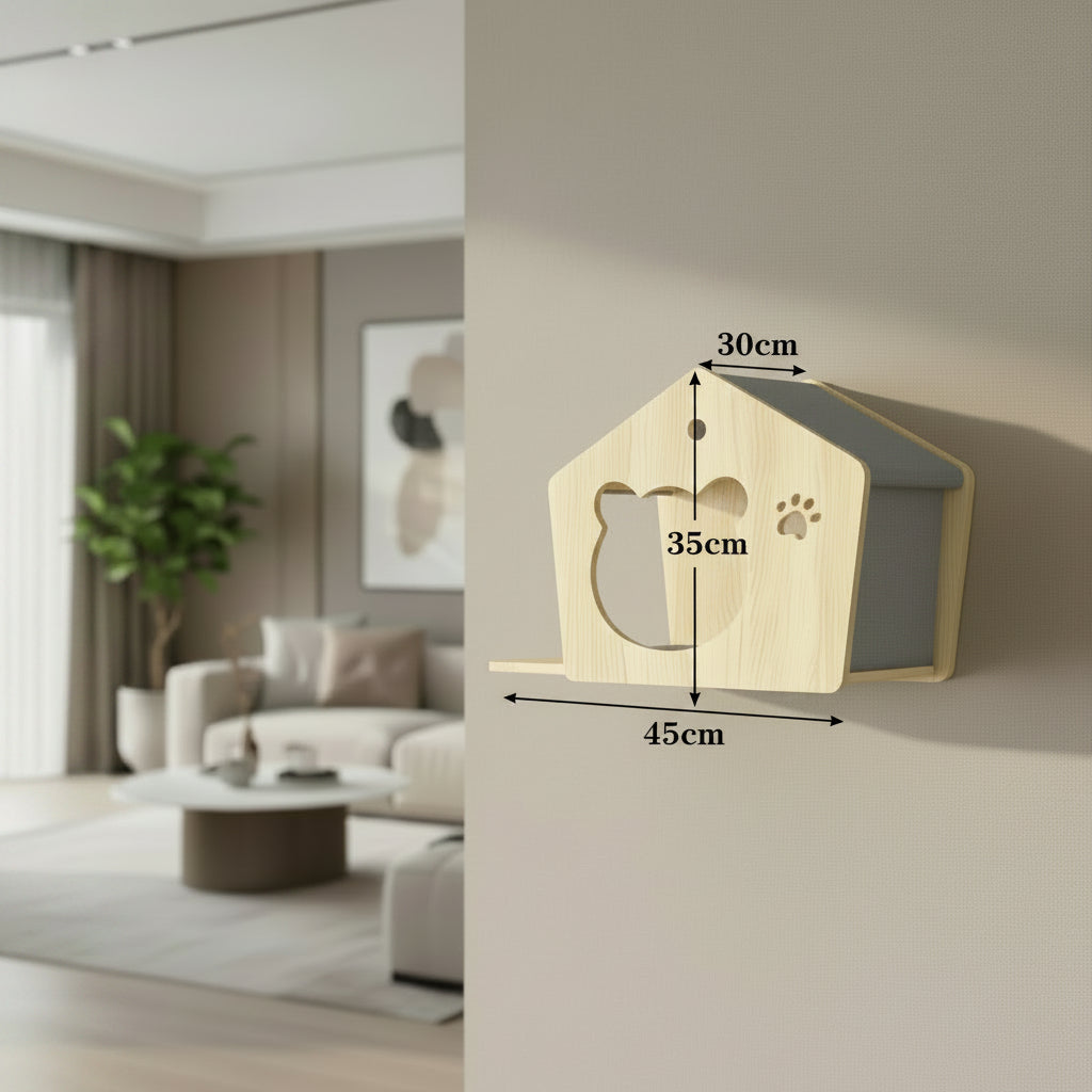 Wooden Cat House Climbing Shelf Wall Mounted Kitten Villa Floating Shelves for Sleeping and Resting Pet Wall Furniture