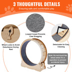 Succebuy Wooden Cat Exercise Wheel Large Cat Treadmill Wheel for Indoor Cat Running Wheel with Detachable Carpet& Cat Teaser