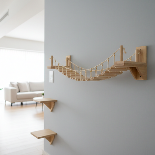 Wall-Mounted Cat Bridge in Modern Home