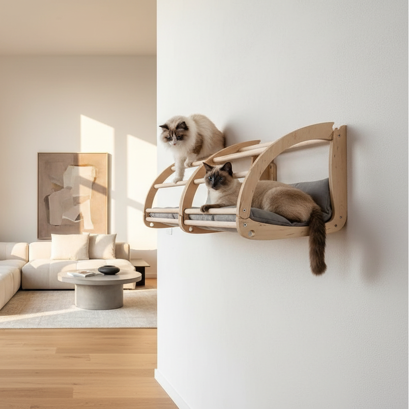 Wall-Mounted Cat House in Upscale Home