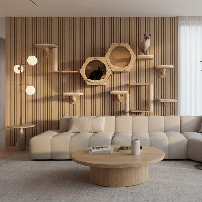 Wall Tree in Upscale Home with Cat